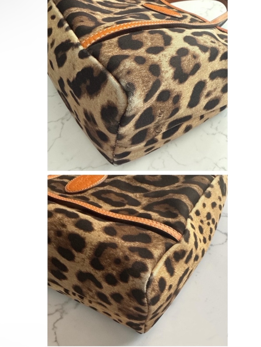 Dolce & Cabbana Leopard Print Tote Bag with Tan Trim Y2K - Picture 5 of 8